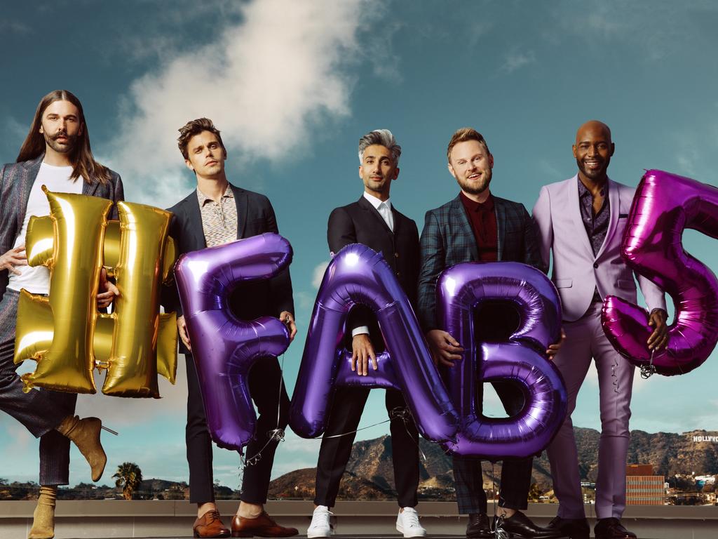 Queer Eye stars Jonathan Van Ness, Antoni Porowski, Tan France, Bobby Berk, and Karamo Brown. Picture: Austin Hargrave