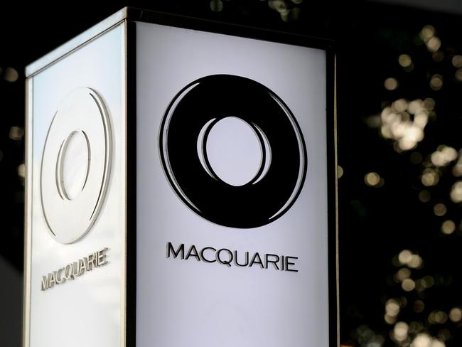 Macquarie Group signage is seen in Sydney, Friday, Sept. 11, 2015. (AAP Image/Joel Carrett) NO ARCHIVING