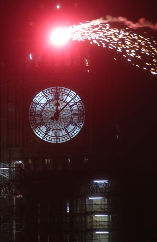 Minutes after Big Ben strikes 12 0' clock, a few fireworks are let off/ Picture: Getty