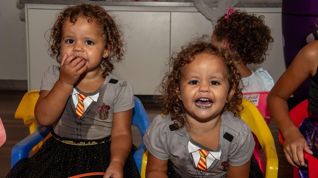 Twins Akaiah and Araya at Spook-Tacular Halloween Haunted House Disco at the Malak Community Centre. Picture: Pema Tamang Pakhrin