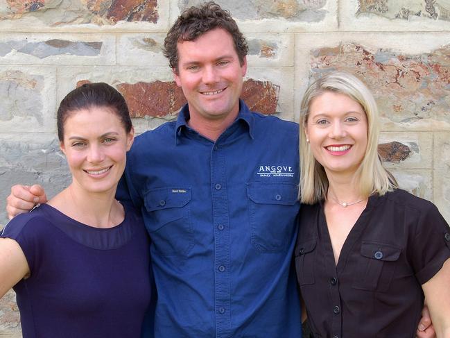 Sophie, Richard and Victoria Angove from Angove Wines in South Australia. Picture: Simon Casson