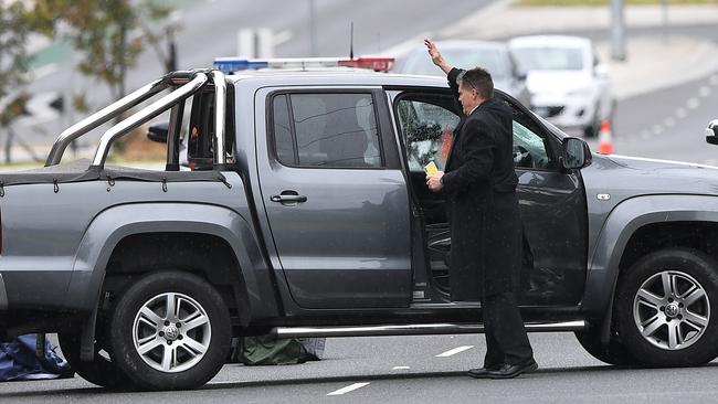 The VW Amarok used as a getaway car in the shooting. Picture: AAP