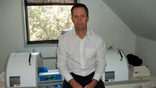 Alleged Sham healer - Sean Connell with one of the "energy beds" used in his treatments