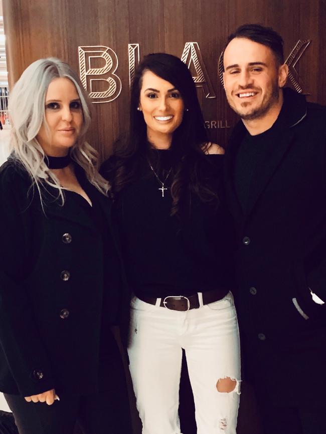 Janes, Del Busso and Reynolds out to dinner at Black at The Star. Picture: Supplied