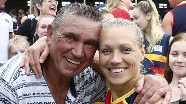 Greg Phillips, pictured with his daughter Erin last year, will coach SMOSH West Lakes’ inaugural women’s team. Picture Sarah Reed.