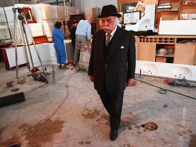 Con Polites in a suburban warehouse, where he financed the drilling to look for the remains of the missing Beaumont children, Jane, Arnna and Grant.