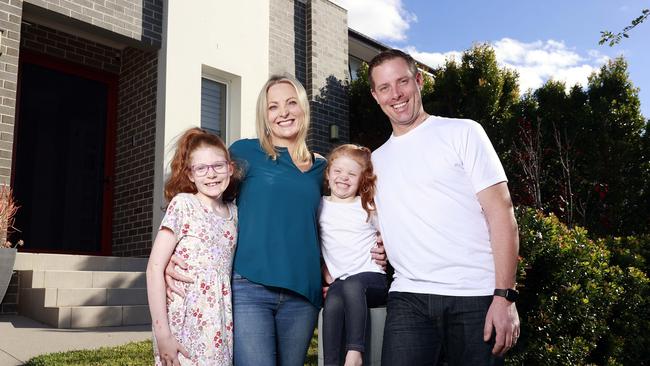 Michael Desmyth with wife Jordana and their daughters Skylar, 8 and Indiana, 5. Picture: Tim Hunter