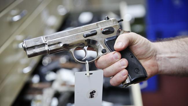 SUNDAY TELEGRAPH - 4/4/19Seized guns as well as guns handed in during the amnesty pictured at the  Ballistics Centre in the Sydney Police Centre this morning. Picture, Sam Ruttyn