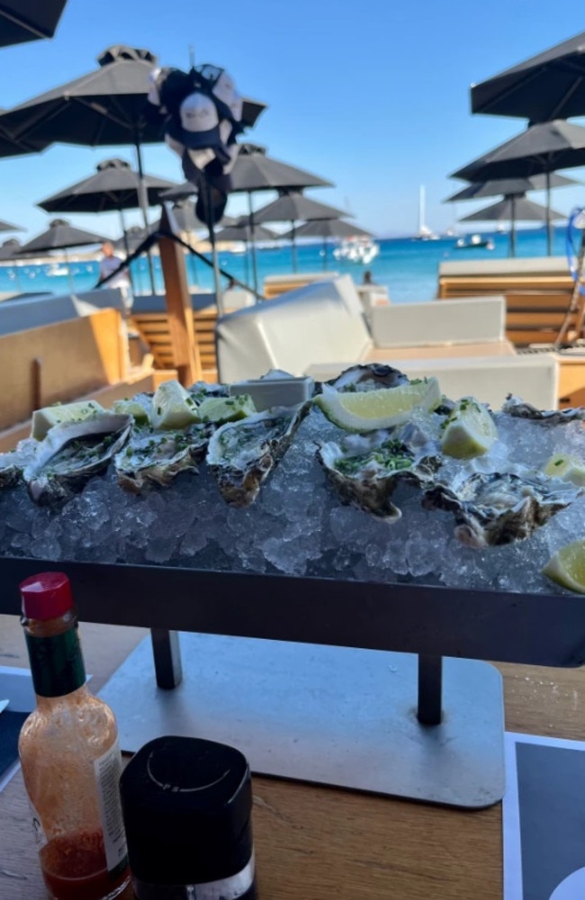 A plate of oysters and four drinks set the couple back €500 ($A800). Picture: Theodora McCormick