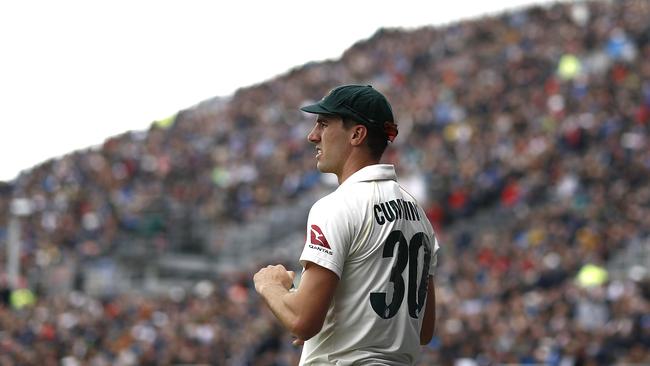 Cummins enjoys a rare break on a day he came again and again at terrorised England batsmen.