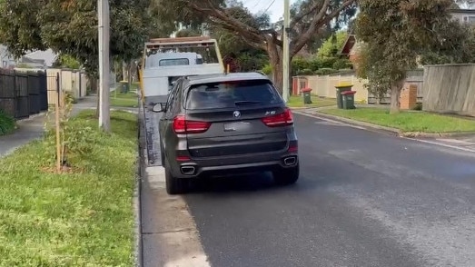 A BMW is allegedly seized by police. Picture: Victoria Police