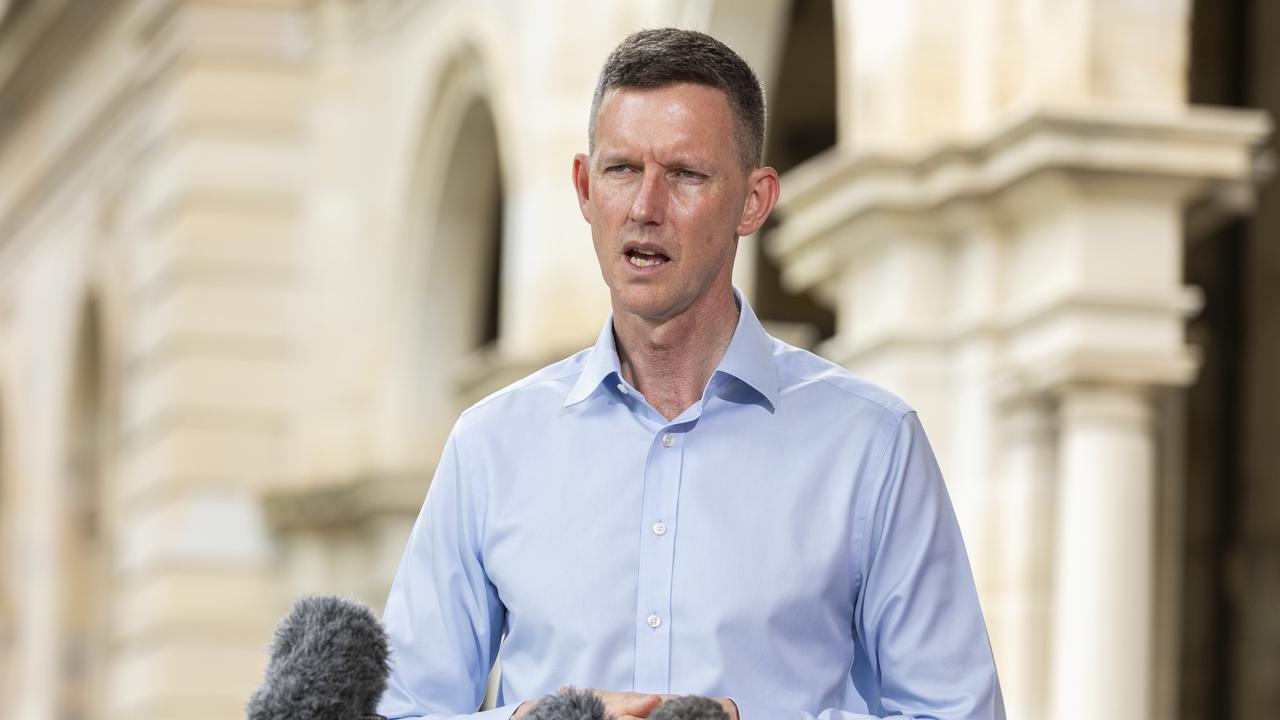 Minister for Transport and Main Roads Mark Bailey speaks to the media at Queensland parliament, Saturday, November 4, 2023 – Picture: Richard Walker