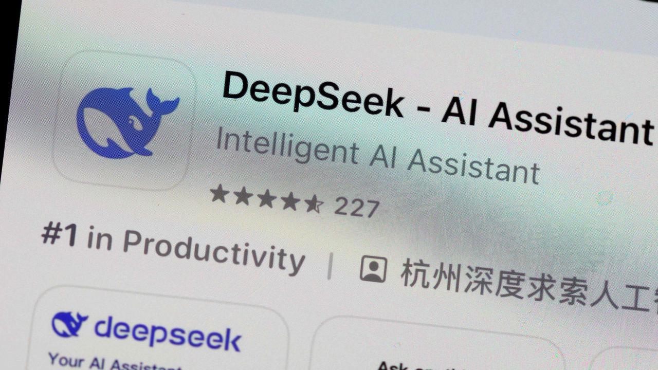 The DeepSeek app is displayed on an iPhone screen. Picture: Getty Images