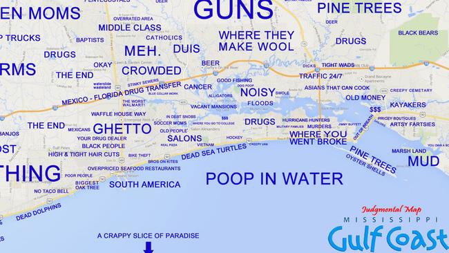 Honest opinion? A Judgemental Map of the Mississippi Gulf Coast. Picture: judgementalmaps.com