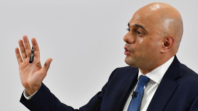 Britain's Chancellor of the Exchequer Sajid Javid. Picture: AFP