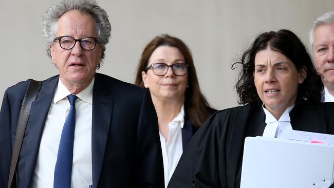 Actor Geoffrey Rush arrives at The Federal Court today. Picture: Toby Zerna