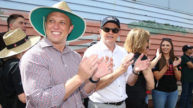 Federal opposition leader Anthony Albanese (right) attends the Labor day march with QLD Deputy Premier Steven Miles (left) in Brisbane. Picture: NCA NewsWire / Jono Searle