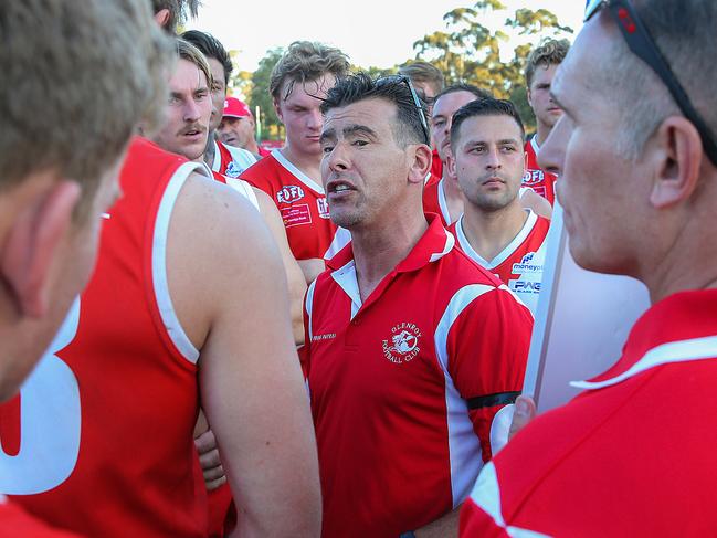 Glenroy coach Ross Terranova calls the shots. Picture: Ian Currie