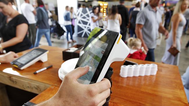 Taste of Tasmania 2015/16 pictured is the new cashless system in use - someone being served.