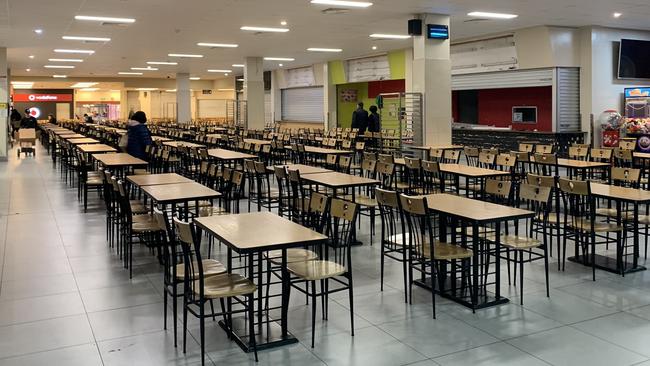 The empty food court at the Central Market Plaza mid-morning Wednesday. Only five of an original 20 outlets remain open and trading, with Laksa House likely to close after the next three months. Picture: Tara Miko