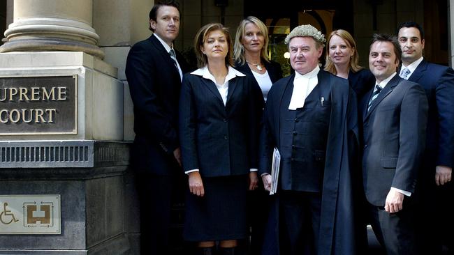 The team of police and lawyers that prosecuted Carl Williams. Left to right: Mark Hatt, Michelle Kerley, Vaille Anscombe, Geoff Horgan, Kylie van den Akker, Stuart Bateson and Nigel L'Estrange.