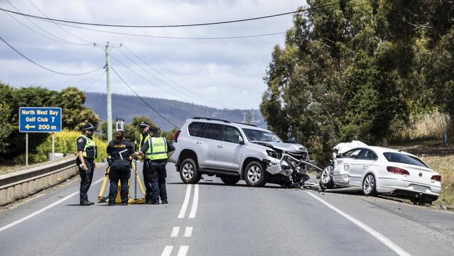 Vehicle crash on the Channel Highway near the North West Bay Golf Course. Photograph Eddie Safarik