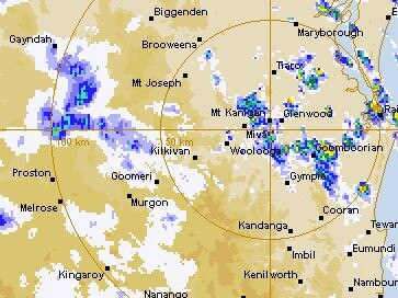 The rain radar across the Gympie region at 8am Wednesday morning.