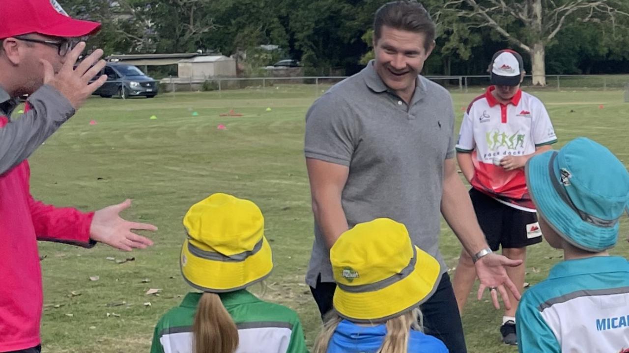 Shane Watson surprised the Murwillumbah Woolworths cricket blasters with a training masterclass Picture: David Bonaddio