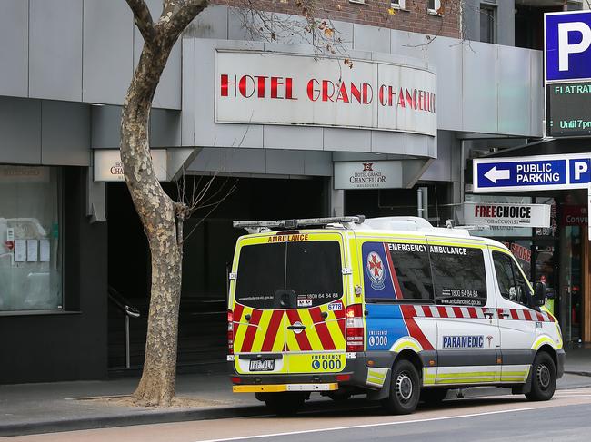 Melbourne’s Hotel Grand Chancellor was used for the quarantine scheme. Picture: Ian Currie