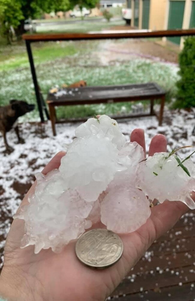 Hail in Southern Downs October 14, 2021. Photo: Contributed