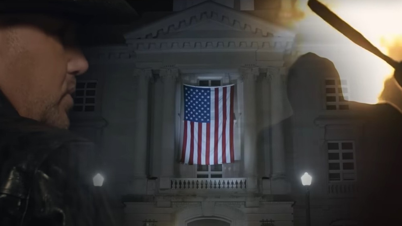 A still from Jason Aldean’s video which featured the Maury County Courthouse where a black man was lynched.