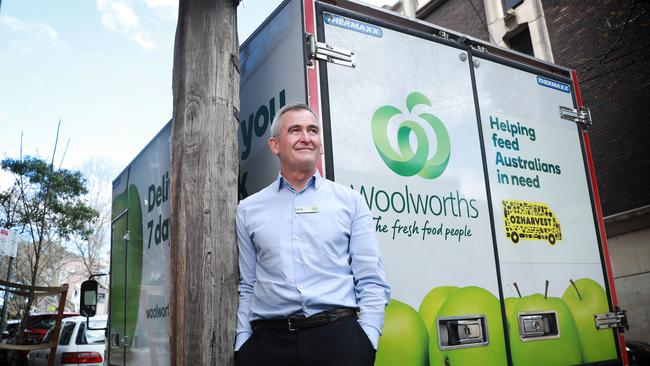 Woolworths CEO Brad Banducci says more than 20 per cent of workers at the supermarket chain’s warehouses are in isolation. Picture: John Feder.