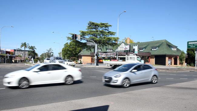 The intersection of Windsor, Old Northern and Seven Hills roads in Baulkham Hills. Pictures: Justin Sanson