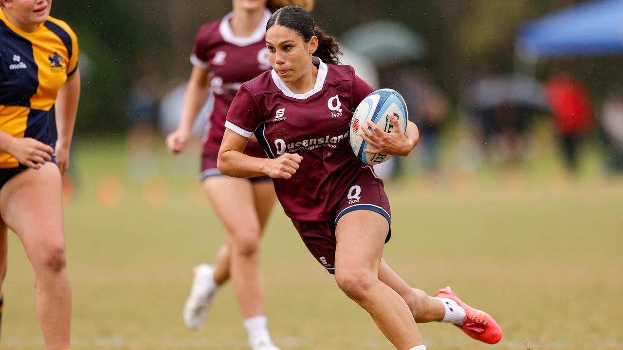 Madison Pomerenke, a Brothers standout player this season, in action for Queensland at the 2024 Australian Schools Rugby Championships. Picture: Rachel Wright