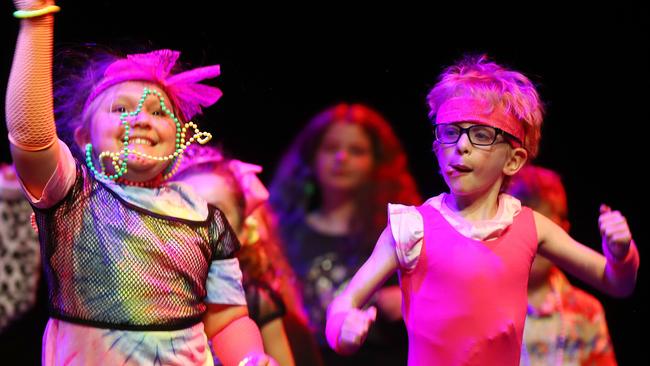 Wangala Primary School students performing at the Geelong Schools Music and Movement Festival. Picture: Alison Wynd