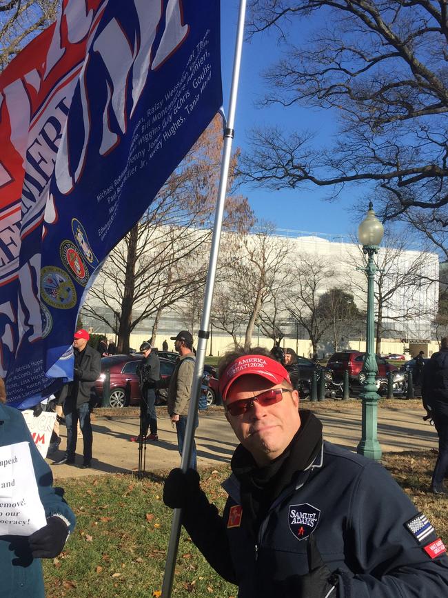 Dion Cini rallied to support Donald Trump. Picture: Cameron Stewart.