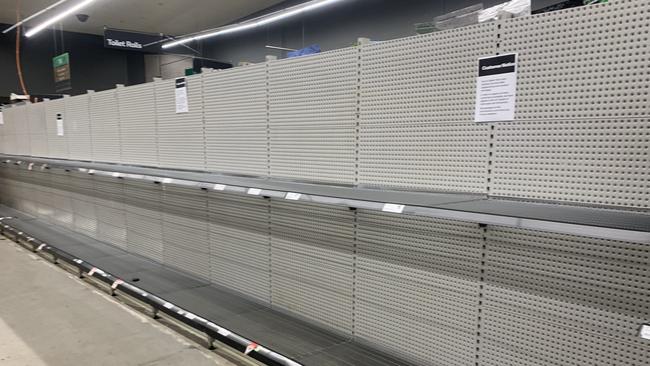 Woolworths was the first supermarket to introduce a toilet paper limit. Picture: Katrina Bridgeford