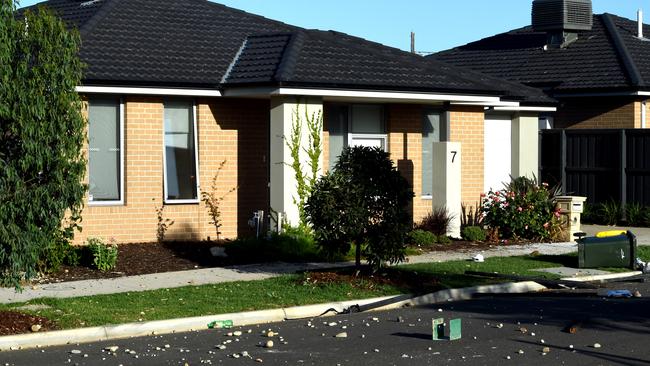 The scene outside the home where the party got out of hand. Picture: Nicole Garmston