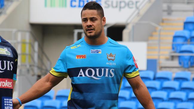 Jarryd Hayne at his new club the Gold Coast Titans.