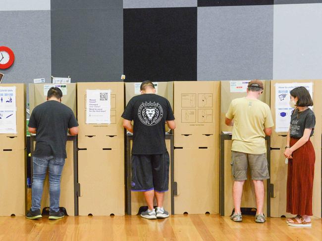 ADELAIDE, AUSTRALIA - NewsWire Photos MARCH 19, 2022: People voting in the the state election at Norwood Primary School. Picture: NCA NewsWire / Brenton Edwards