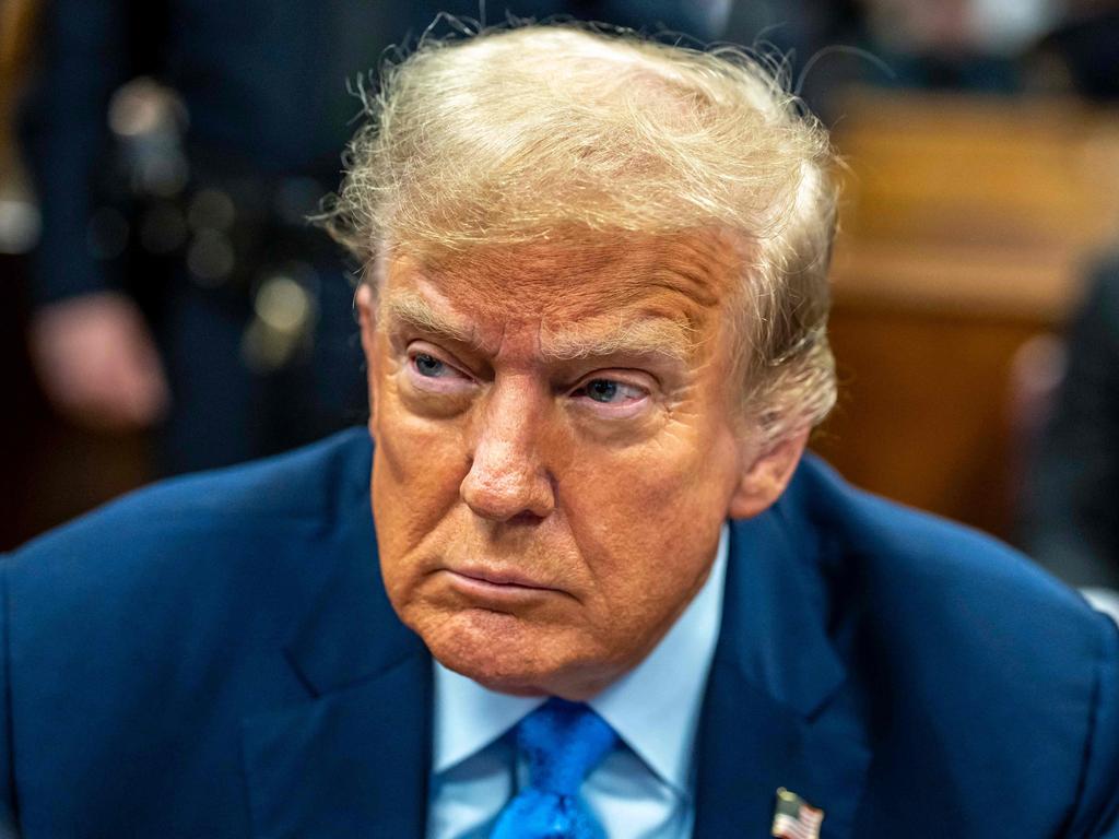 Former US President Donald Trump attends his trial for allegedly covering up hush money payments linked to extramarital affairs, at Manhattan Criminal Court in New York City on April 26, 2024. Picture: AFP