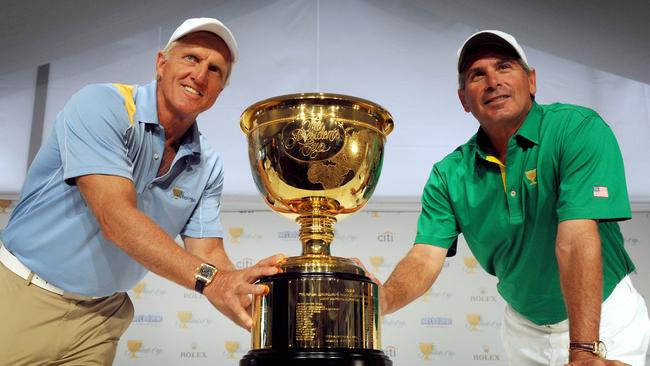 Greg Norman and Fred Couples at the Presidents Cup that Melbourne hosted in 2011.