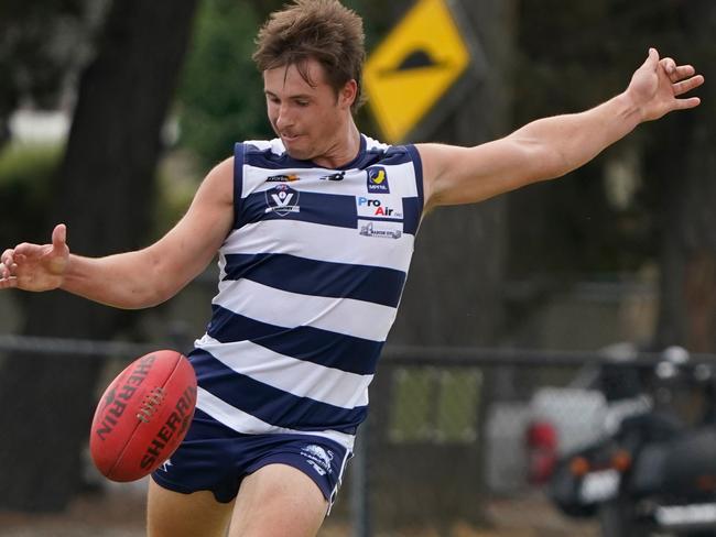 MPFNL practice match: Pearcedale v Pines. ***** Pines team is in Red and green / The reporter said I do not need to find names of players****. Pearcedale player #8.  Picture:ÃÂ Valeriu Campan