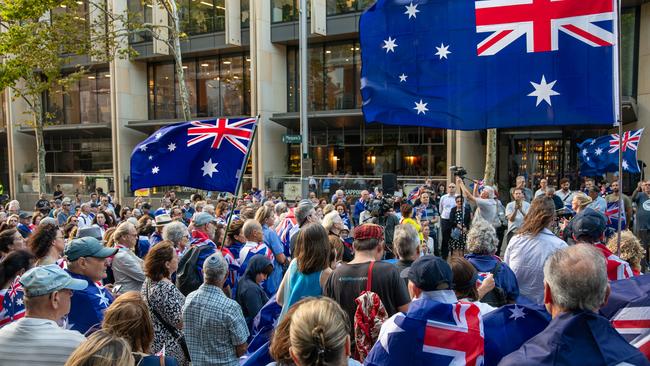 Members of the Jewish community and Australians rally together in a protest against the string of ongoing anti-Semetic attacks in Sydney. Picture: Thomas Lisson