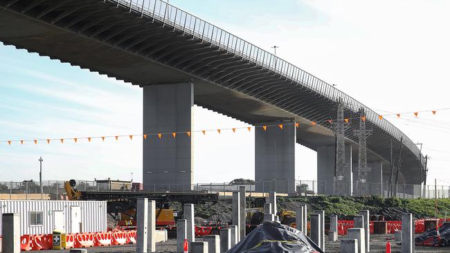 Soil underneath plastic at West Gate Tunnel Project. Picture: Ian Currie