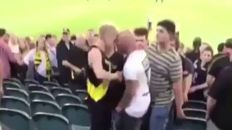 The AFL’s season opener was marred by an ugly brawl between footy fans.