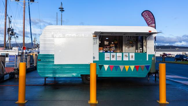 Coffee on the Marina Triabunna. Photo: Tim Coad