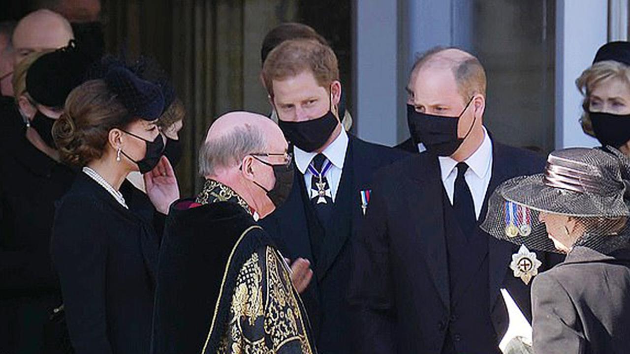 Catherine, Duchess of Cambridge, was the first person to talk to Harry following Prince Philip’s funeral. Picture: BBC