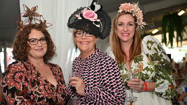 Mel Mahar, Annie Tomley and Nina Young at the Cairns Cup on Saturday. Photo by Emily Barker