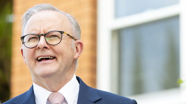 Anthony Albanese in Ashfield in Sydney’s inner west on Friday. Picture: NewsWire / Jeremy Piper